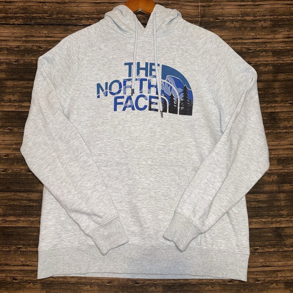 The North Face Women's Hoodie Gray Size M Mountain Graphic